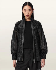 Dual Relaxed Fit Leather Bomber Jacket