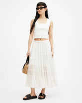 Eva Elasticated Waist Tiered Maxi Skirt