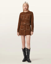 Alice Suede Studded Cropped Trucker Jacket