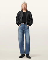 Suri Cropped Leather Bomber Jacket