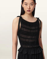 Lotus Shirred Boat Neck Top