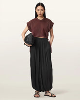 Mira Cropped Satin Drawcord T-Shirt