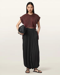 Mira Cropped Satin Drawcord T-Shirt