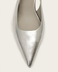 Idiya Metallic Leather Slingback Heels