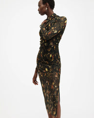 Tia Mesh Printed Midi Dress