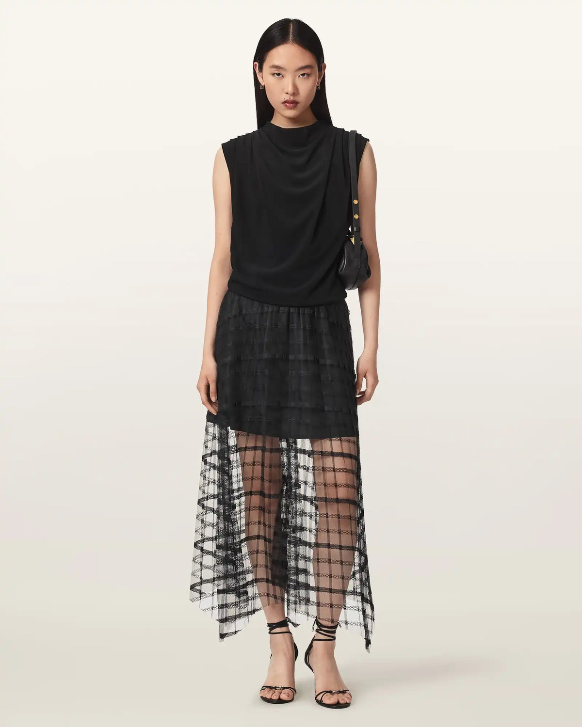 Celia Sheer Overlay Midi Skirt