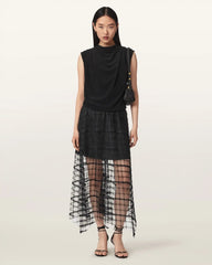Celia Sheer Overlay Midi Skirt