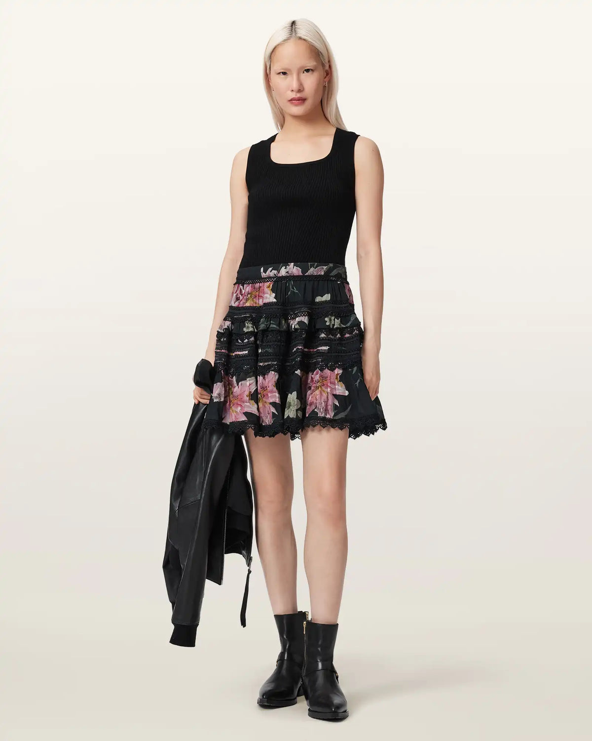 Zora Lace Trimmed Mini Skirt