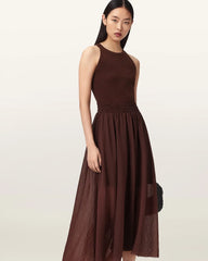 Zenia Sleeveless Asymmetric Midi Dress
