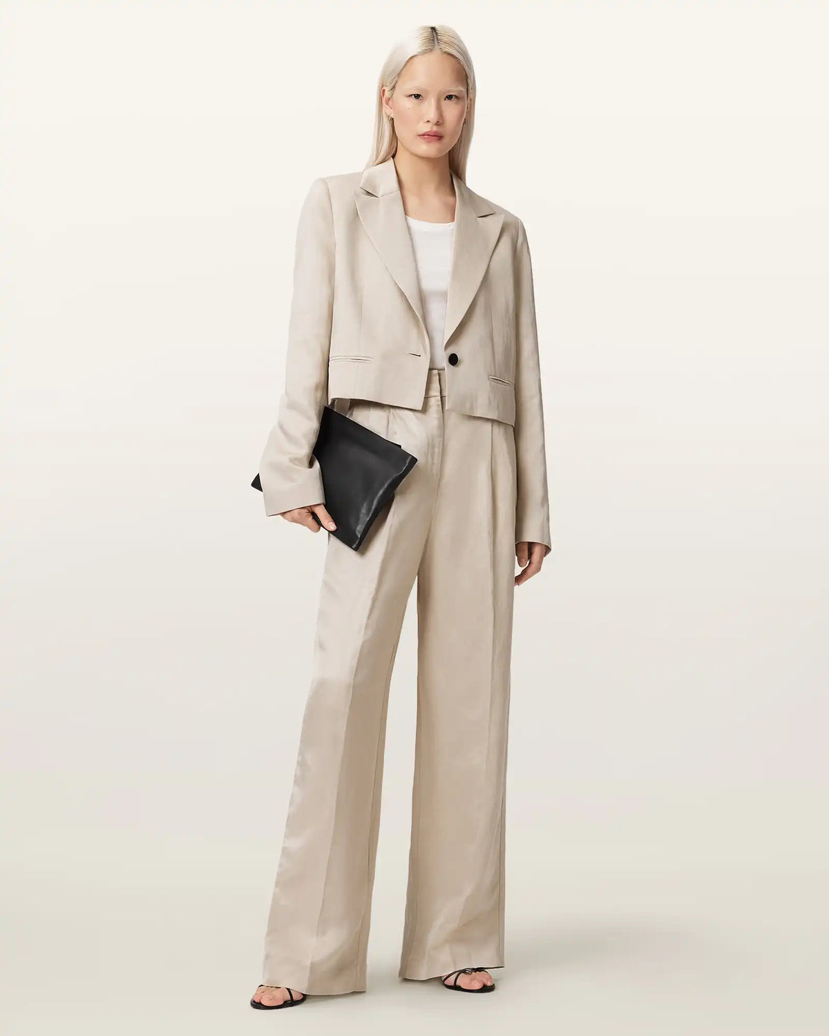 Helena Tailored Wide Leg Linen Blend Pants