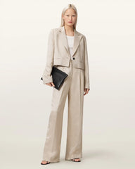 Helena Tailored Wide Leg Linen Blend Pants