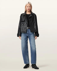 Reya Cropped Leather Mac