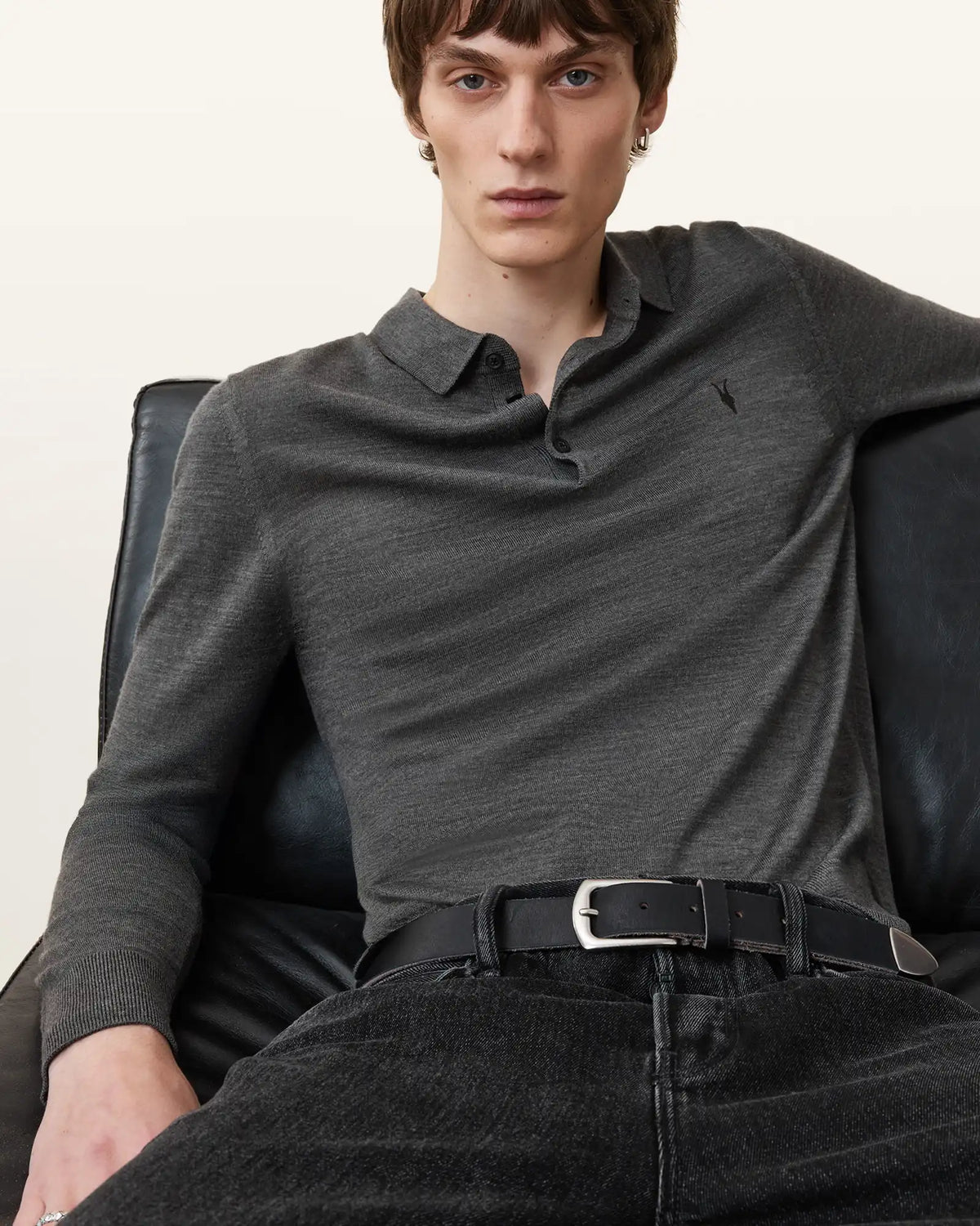 Mode Merino Long Sleeve Ramskull Polo Shirt