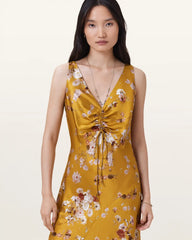 Alexia V-Neck Drawstring Midi Slip Dress
