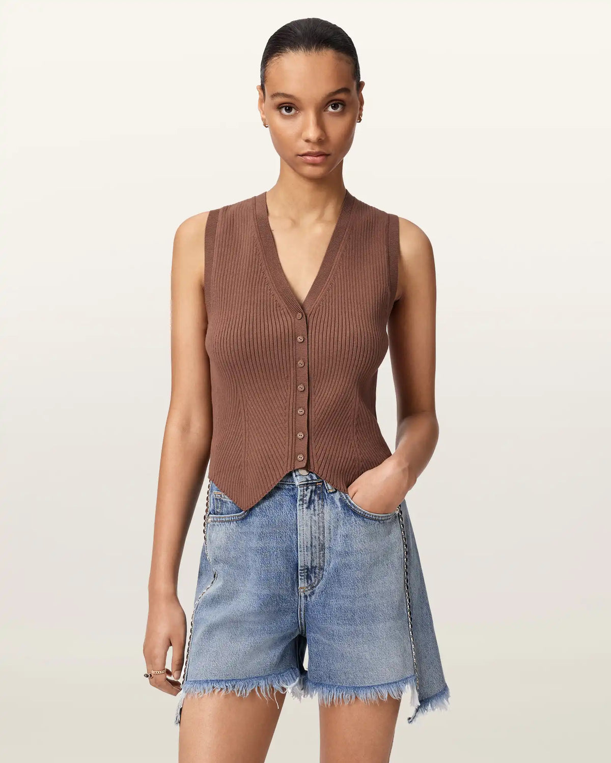 Cruz Ribbed Knitted Waistcoat