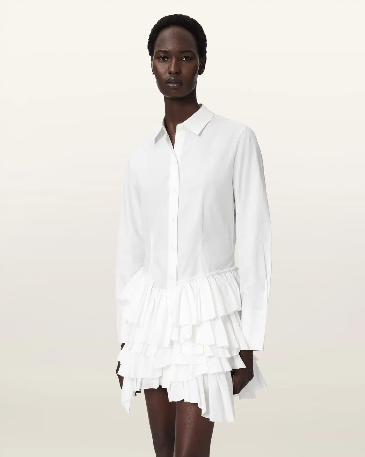 Kristi Ruffle Cotton Shirt Dress