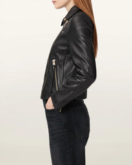 Dalby Slim Fit Leather Biker Jacket