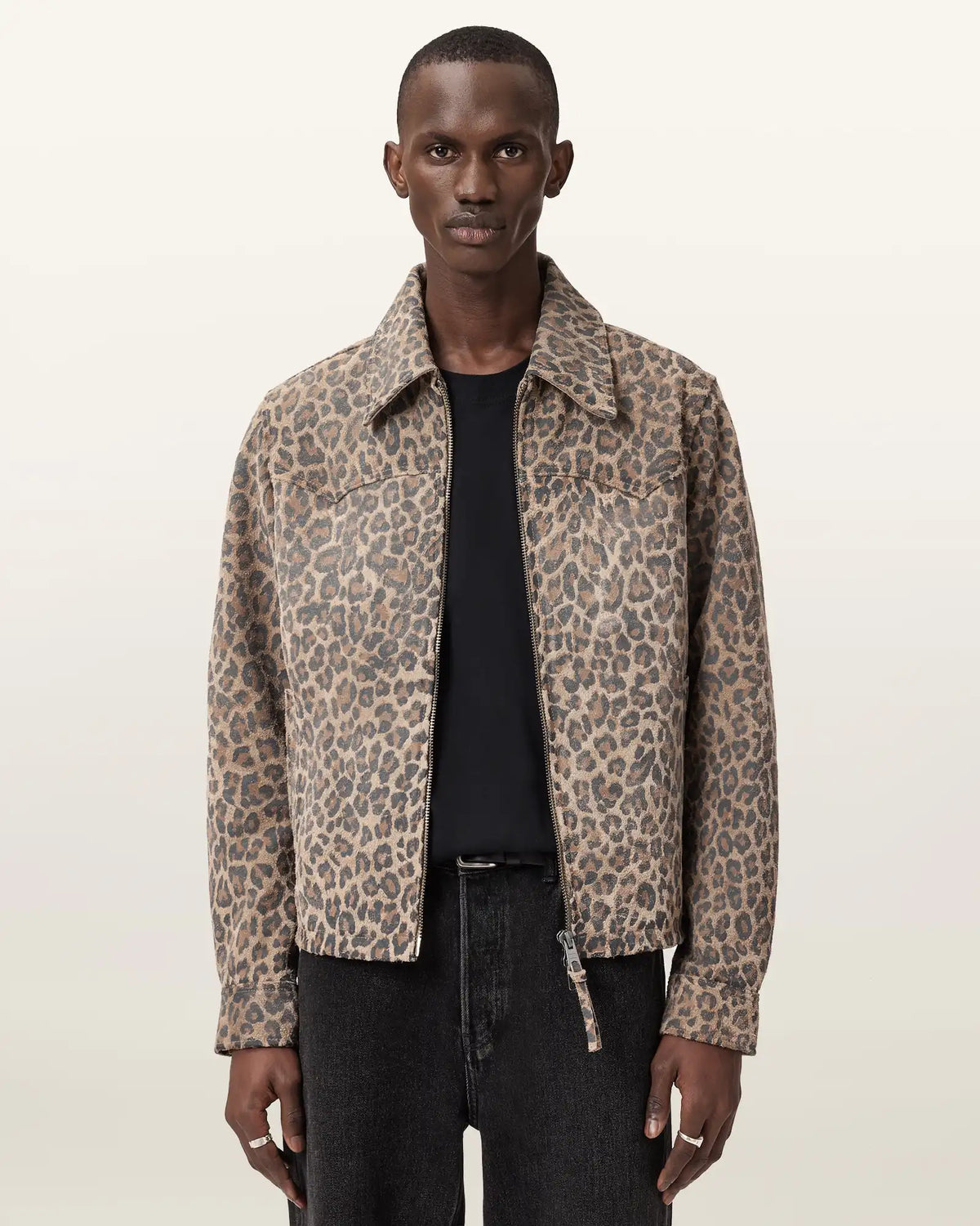 Dellcot Leopard Print Suede Jacket