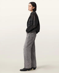 Samina Relaxed Fit Leather Biker Jacket