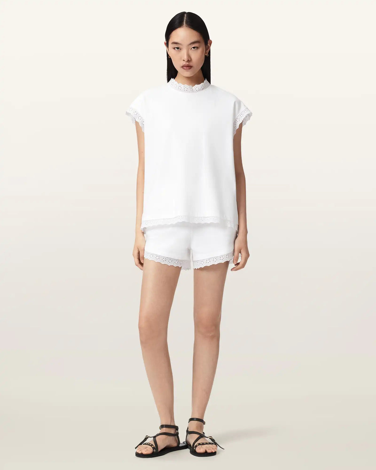 Lele Straight Fit Lace Trim Shorts