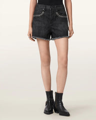 Heidi High Waisted Stud Denim Shorts
