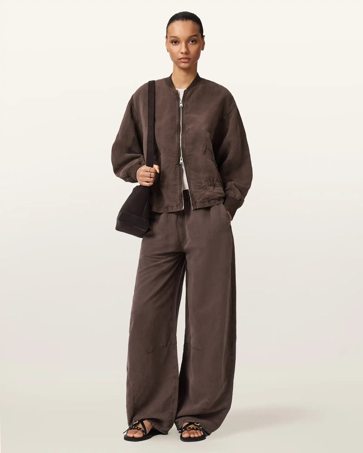 Sofi Linen Blend Drawstring Bomber Jacket