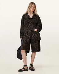 Louie Leopard Print Long Shorts