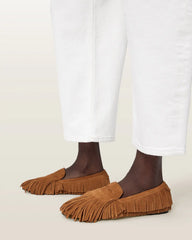 Sandy Suede Fringe Loafers