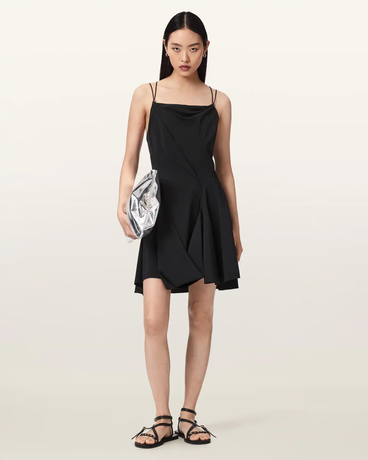 Claire Asymmetrical Draped Mini Dress
