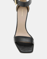 Noir Leather Buckle Heels