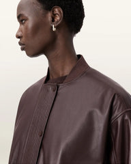 Sofi Drawstring Leather Bomber Jacket