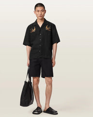 Avia Short Sleeve Embroidered Linen Shirt
