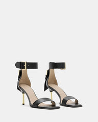 Noir Leather Buckle Heels