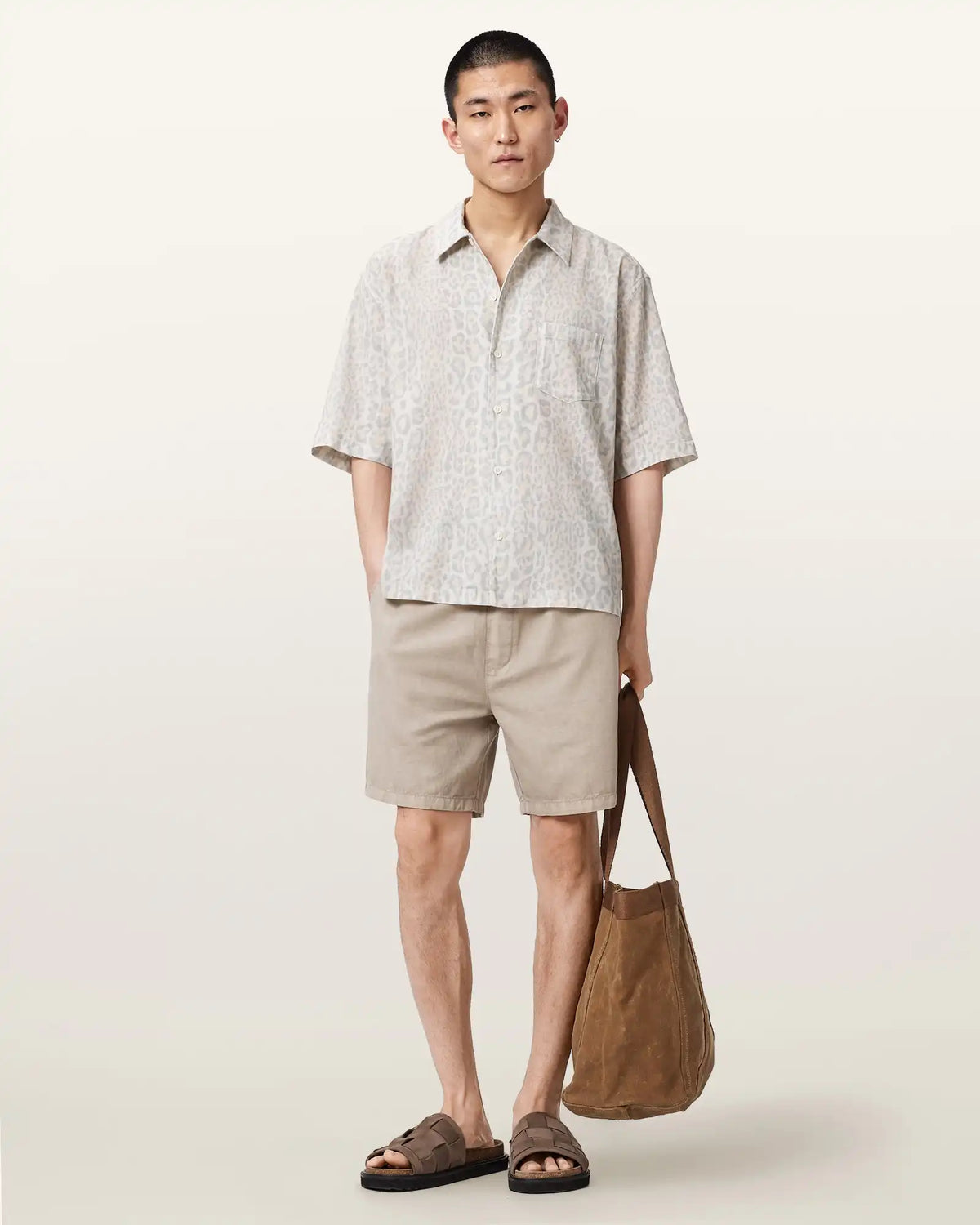 Cruz Leo Oversized Short Sleeve Linen Blend Shirt