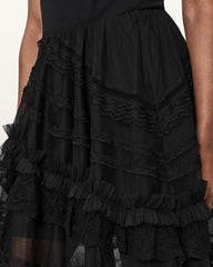 Jen Tiered Lace Textile Midi Skirt