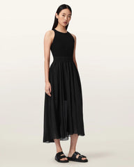 Zenia Sleeveless Asymmetric Midi Dress