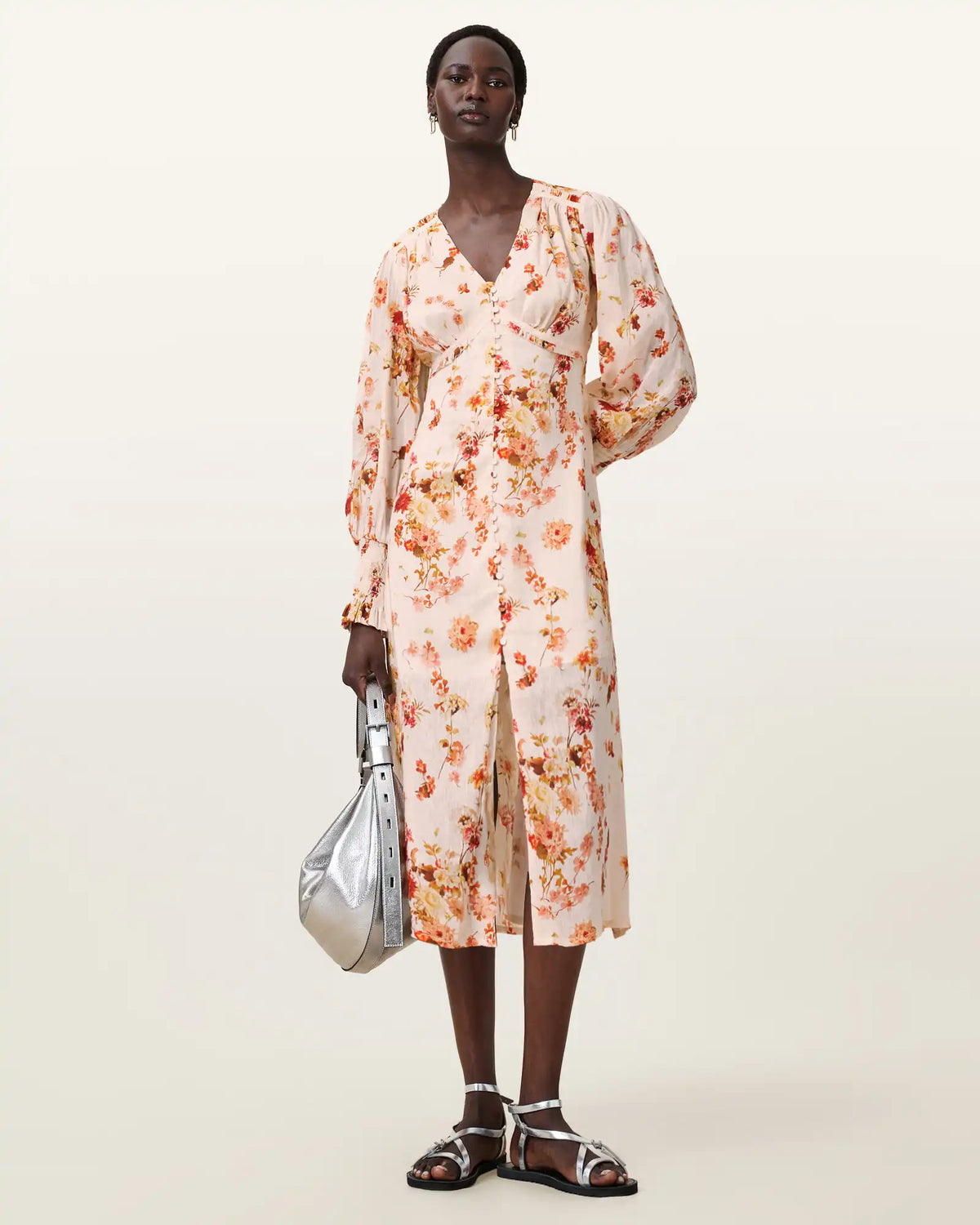 Taylen Floral Print Midi Dress