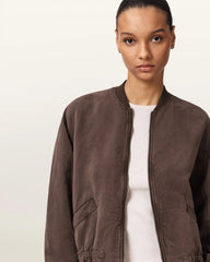 Sofi Linen Blend Drawstring Bomber Jacket