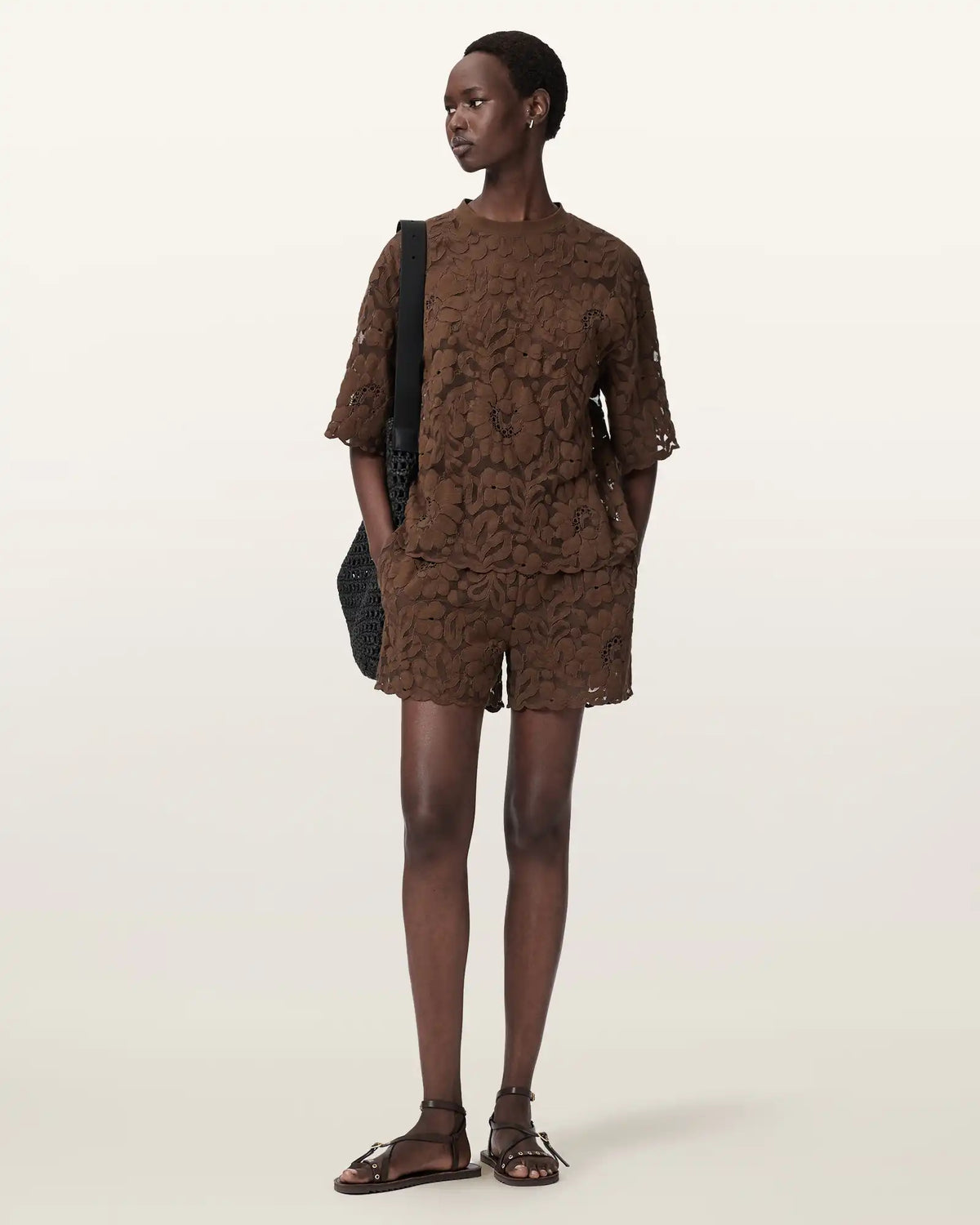 Amelie Mid Rise Relaxed Lace Shorts