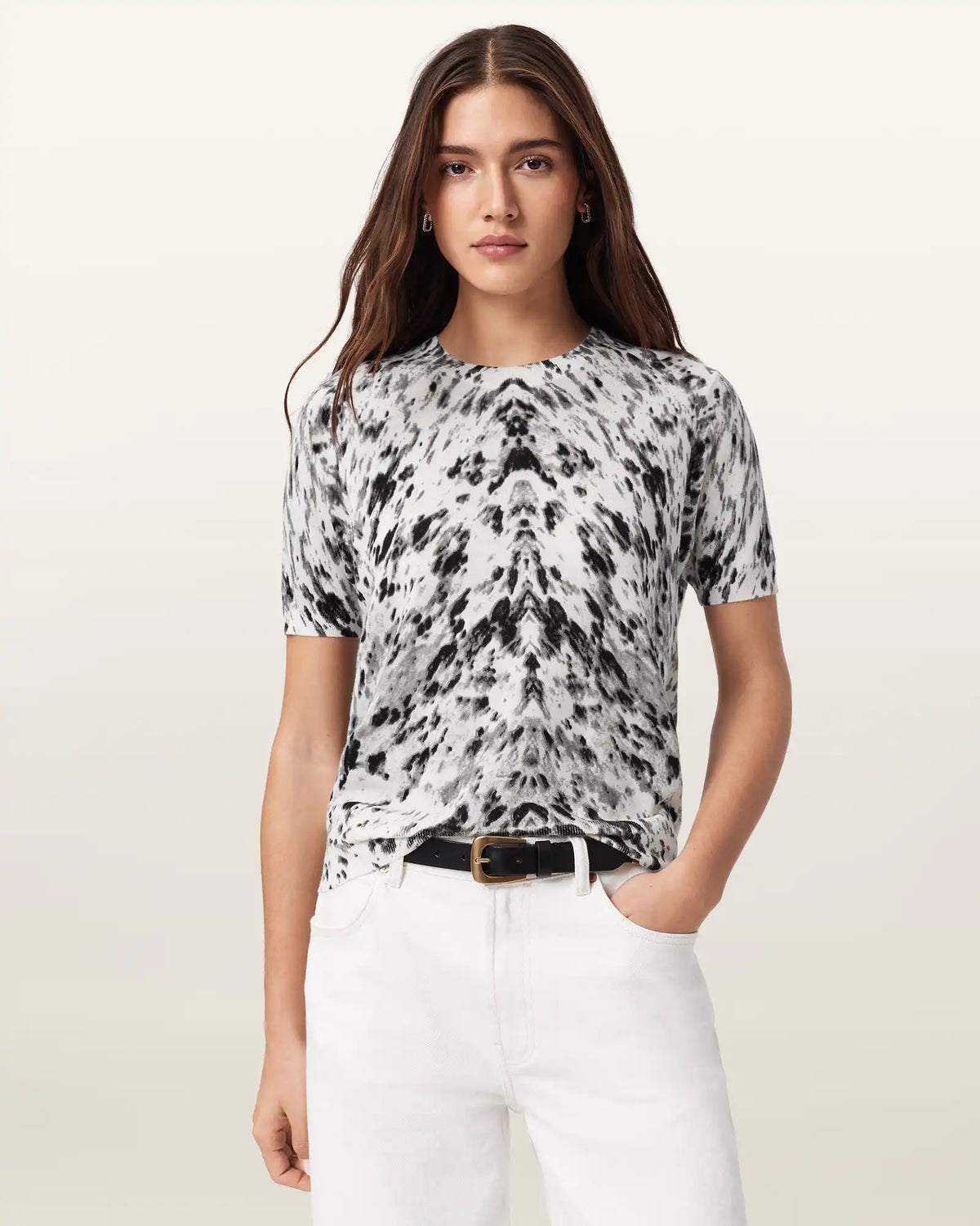 Anouk Snake Print Merino Wool T-Shirt