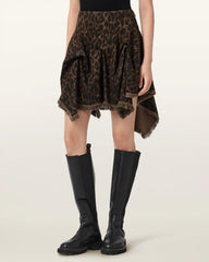 Crissy Leopard Print Denim Mini Skirt