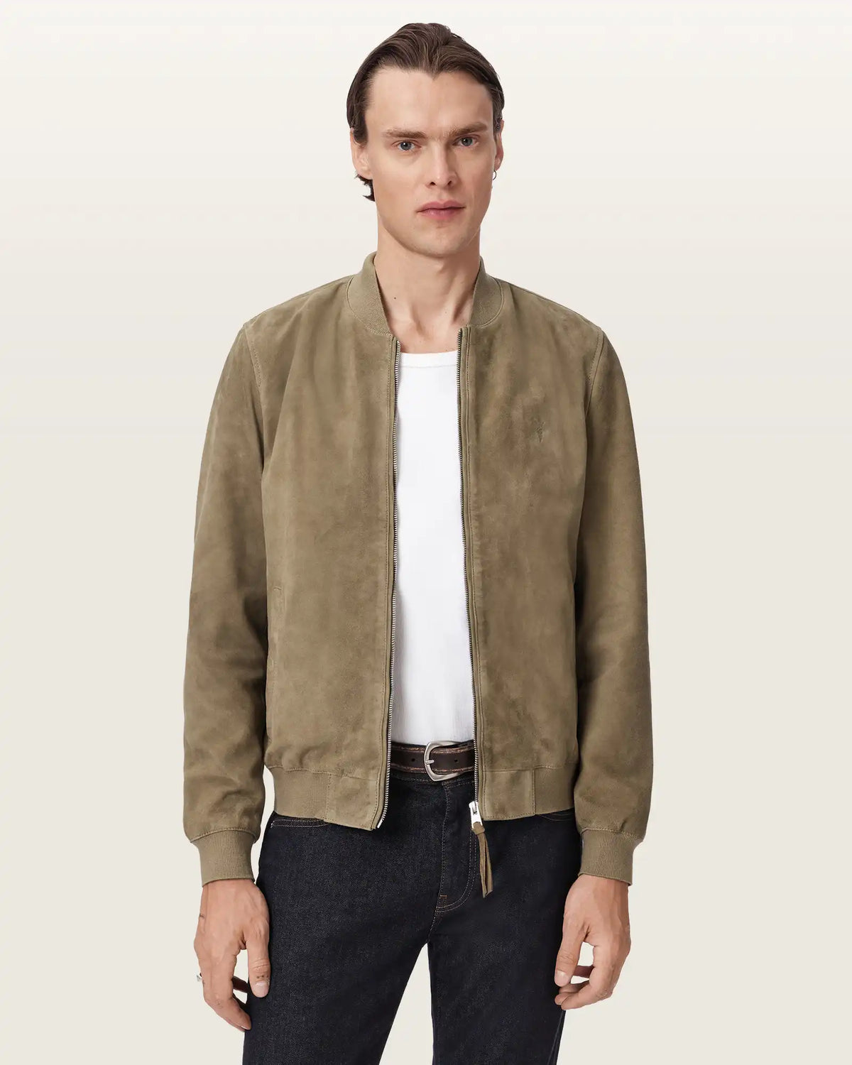 Morten Relaxed Fit Suede Bomber Jacket