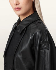Reya Cropped Leather Mac