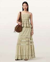 Camille Embroidered Tiered Maxi Skirt