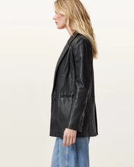 Deri Single Breasted Leather Blazer