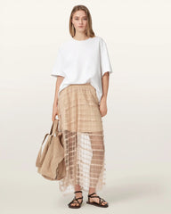 Celia Sheer Overlay Midi Skirt