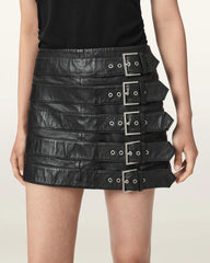 Betty Leather Buckle Mini Skirt
