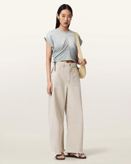 Mira Cropped Satin Drawcord T-Shirt