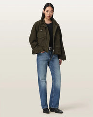 Clay Funnel Neck Suede Cropped Jacket