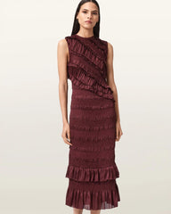 Nyla Ruffled Midi Dress